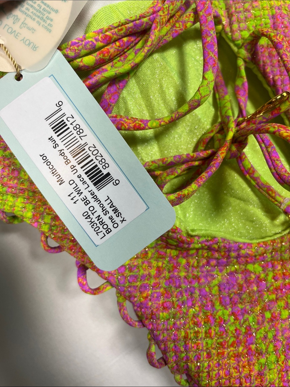 Luli fama born to be wild asymmetric lace up swimsuit snake print NWT SZ XS - Picture 8 of 9